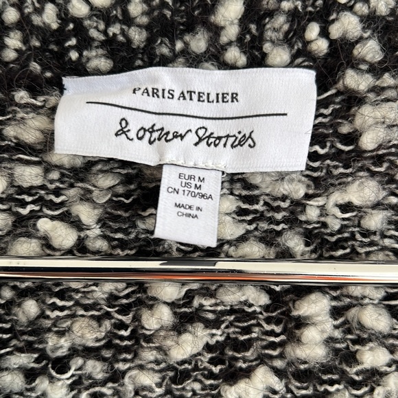 & Other Stories Puff Sleeve Bouclé Cardigan Sweater Alpaca Blend Size M - Picture 5 of 12